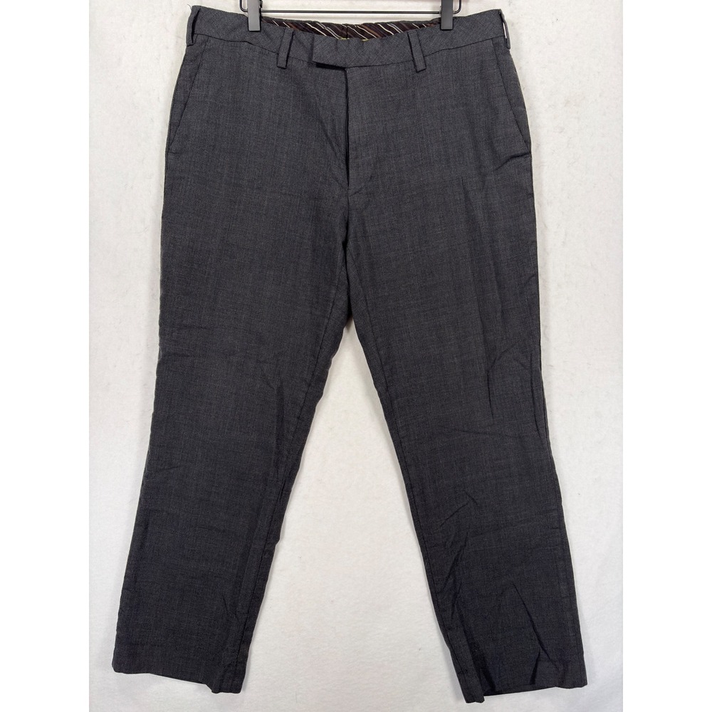 Louis Raphael Luxe Mens 36x30 Charcoal Gray Merino Wool Dress‎ Pants Trousers